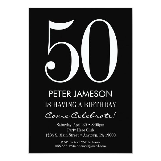 Black & White Modern Adult Birthday Invitations