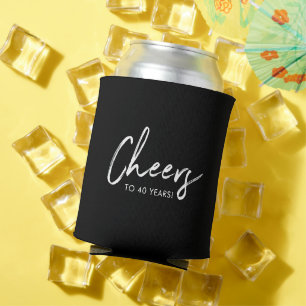 Black & White Modern Adult Birthday Party Favour C Can Cooler