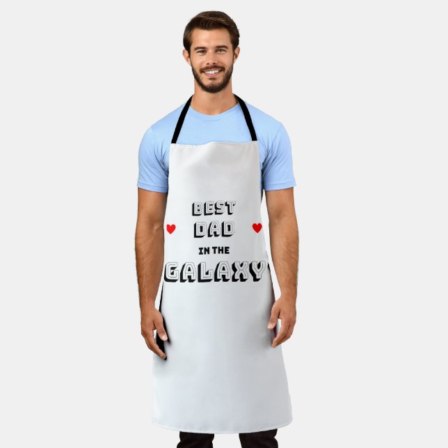 Black White Modern Best Dad In The Galaxy Apron (Worn)