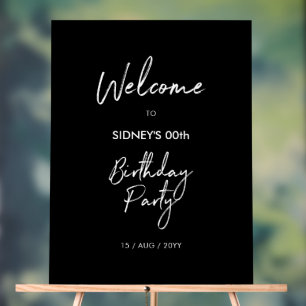 Black & White Modern Birthday Party Welcome Acrylic Sign