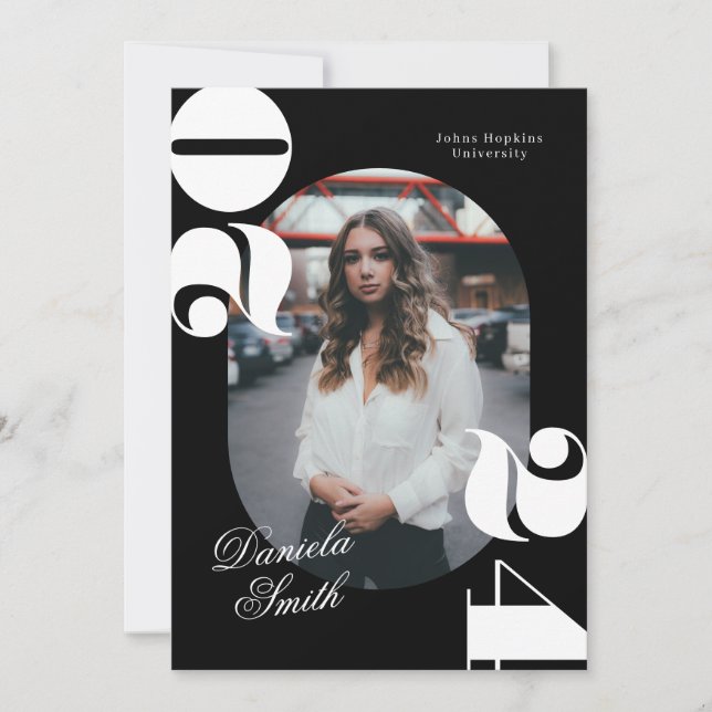 Black & White Modern Bold Class of 2024 Graduation Invitation (Front)