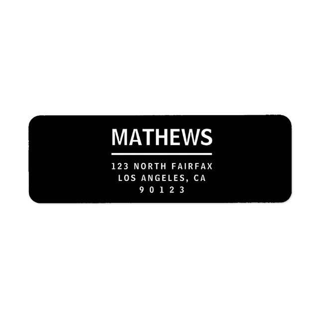 Black & White | Modern Bold Return Address Label (Front)