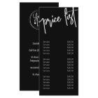 Black White Modern Calligraphy Price List Salon