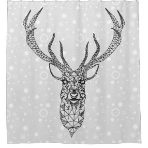 Black & White Modern Christmas Deer