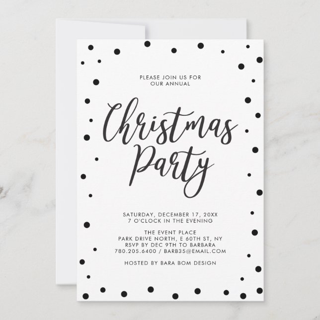 Black & White Modern Christmas Holiday Party Invitation (Front)