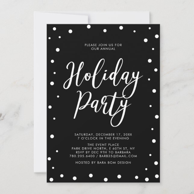 Black & White Modern Christmas Holiday Party Invitation (Front)