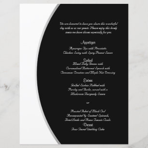 Black White Modern Circle Posh Wedding Menu