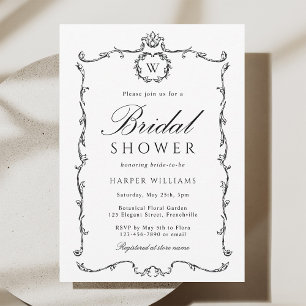 Black & White Modern Classic Frame Bridal Shower Invitation