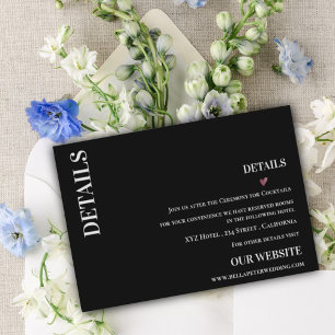Black White Modern Contemporary Wedding Details Enclosure Card