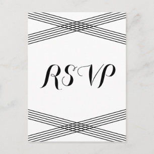 Black White Modern Deco Response Postcard