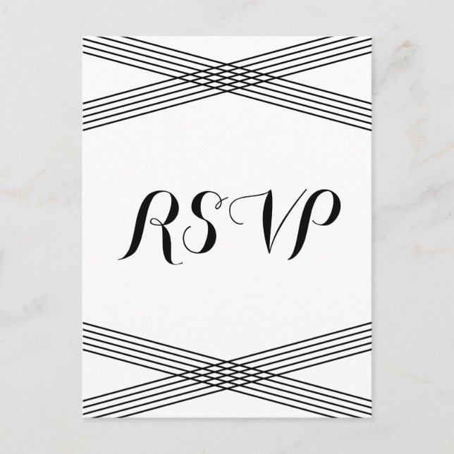 Black White Modern Deco Response Postcard (Front)