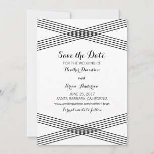 Black White Modern Deco Save the Date Invite