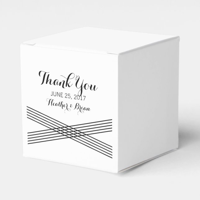 Black White Modern Deco Wedding Favour Boxes (Front Side)