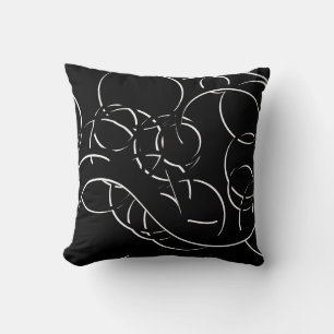 Black & White Modern Elegant Abstract Swirls Throw Pillow