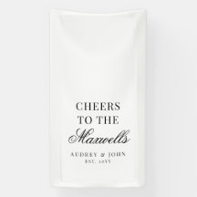 Black White Modern Elegant Cheers Script Wedding B