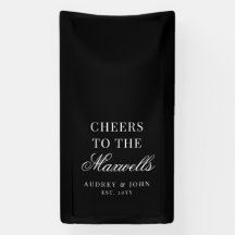 Black White Modern Elegant Cheers Script Wedding