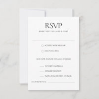 Black White Modern Elegant Meal Choice Wedding