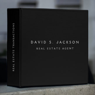 Black White Modern Elegant Professional Classy Binder