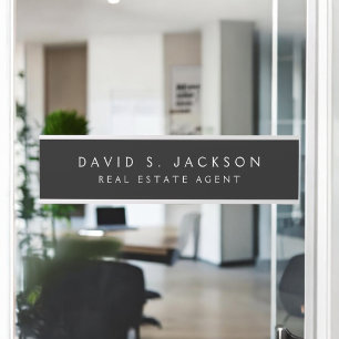Black White Modern Elegant Professional Classy Door Sign