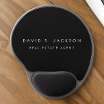 Black White Modern Elegant Professional Classy Gel Mouse Pad<br><div class="desc">Custom Luxury Executive Black and White Minimalist Business Mousepad (Mouse Pad) with white lettered typography for the monogrammed add your own name and profession or job title. The Business Professional Name Plate can be customized with your name and job title. Please contact the designer for customized matching items.</div>