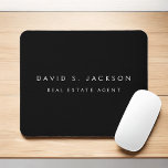 Black White Modern Elegant Professional Classy Mouse Pad<br><div class="desc">Custom Luxury Executive Black and White Minimalist Business Mousepad (Mouse Pad) with white lettered typography for the monogrammed add your own name and profession or job title. The Business Professional Name Plate can be customized with your name and job title. Please contact the designer for customized matching items.</div>