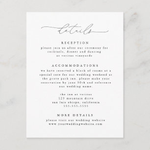 Black & White Modern Elegant Wedding Details Enclosure Card