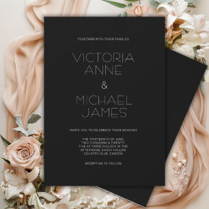 Black & White Modern Elegant Wedding Invitation