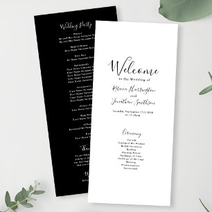 Black White Modern Elegant Wedding Program Card