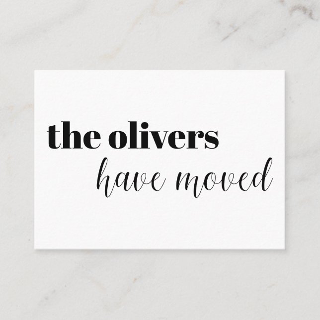 Black & White, Modern, Fun Change of Address Card (Front)