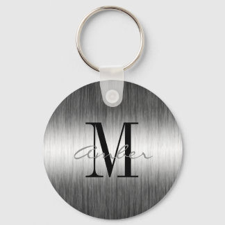 Black White Modern Gauze Blended Personalized Keychain