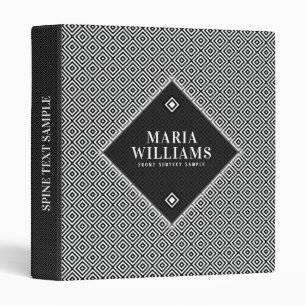 Black & White Modern Geometric Pattern Binder