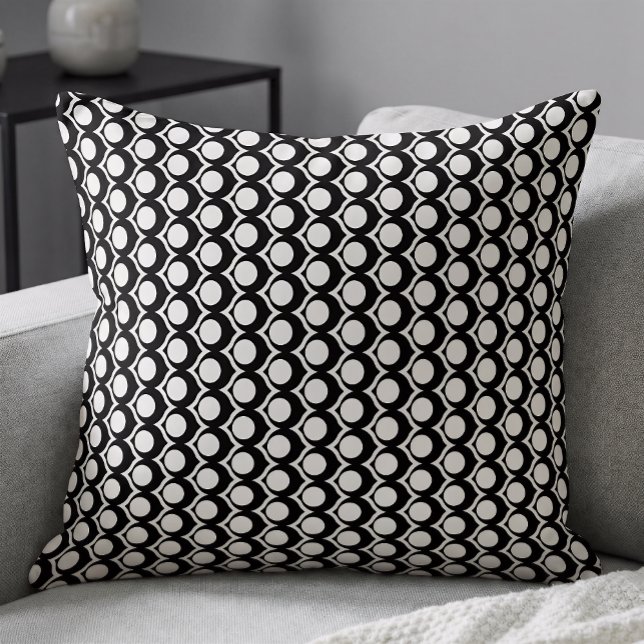 Black White Modern Geometric Pattern  Throw Pillow (Creator Uploaded)