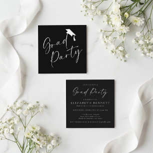Black White Modern Graduation Party Enclosure Card