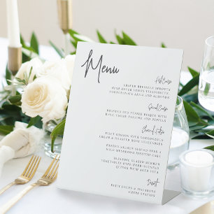 Black & White Modern Handwritten Script Menu Pedestal Sign