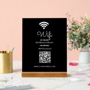 Black & White Modern Heart Business Wifi Password  Acrylic Sign