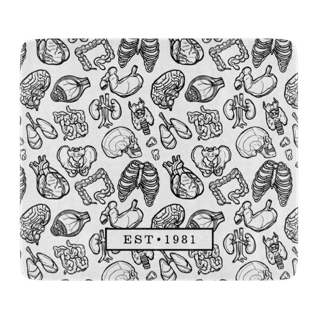 Black & White Modern Human Anatomy Sketch Custom Cutting Board (Front)