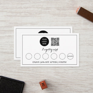 Black White Modern Logo Business Reward Punch Loyalty Card