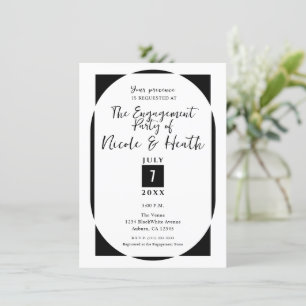 Black & White Modern Minimal Engagement Party Invitation