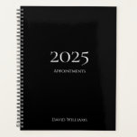 Black White Modern Minimalist Appointment  Planner<br><div class="desc">2024 Modern Black and White Appointment Planner with a simple design. With minimalist white typography lettering,  you can add your own information. A  professional organizer to keep you on track.</div>