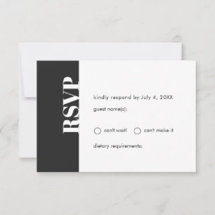 Black & White Modern Minimalist Bold RSVP Card