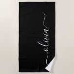 Black White Modern Minimalist Elegant Monogram Beach Towel<br><div class="desc">Introducing our Black and White Minimalist Modern Monogram Collection: Embrace simplicity and sophistication with our minimalist designs, curated to elevate your style effortlessly. Crafted with a keen eye for modern aesthetics, this collection features sleek black and white designs accentuated by personalized monograms. From chic stationery to versatile accessories, our collection...</div>