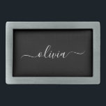 Black White Modern Minimalist Elegant Monogram Belt Buckle<br><div class="desc">Introducing our Black and White Minimalist Modern Monogram Collection: Embrace simplicity and sophistication with our minimalist designs, curated to elevate your style effortlessly. Crafted with a keen eye for modern aesthetics, this collection features sleek black and white designs accentuated by personalized monograms. From chic stationery to versatile accessories, our collection...</div>