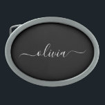 Black White Modern Minimalist Elegant Monogram Belt Buckle<br><div class="desc">Introducing our Black and White Minimalist Modern Monogram Collection: Embrace simplicity and sophistication with our minimalist designs, curated to elevate your style effortlessly. Crafted with a keen eye for modern aesthetics, this collection features sleek black and white designs accentuated by personalized monograms. From chic stationery to versatile accessories, our collection...</div>