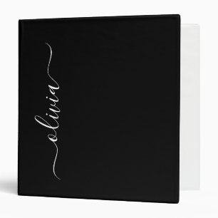 Black White Modern Minimalist Elegant Monogram Binder