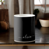 Black White Modern Minimalist Elegant Monogram