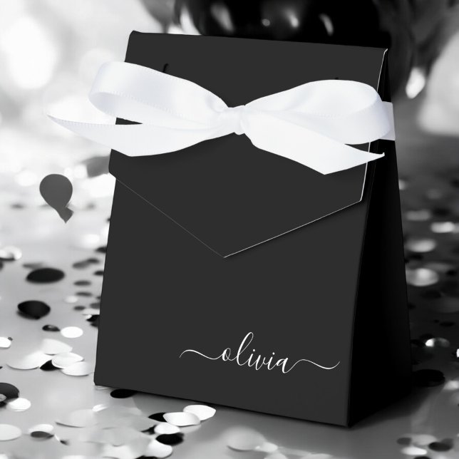 Black White Modern Minimalist Elegant Monogram Favor Box (Creator Uploaded)