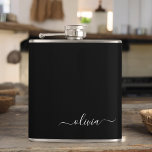 Black White Modern Minimalist Elegant Monogram Hip Flask<br><div class="desc">Introducing our Black and White Minimalist Modern Monogram Collection: Embrace simplicity and sophistication with our minimalist designs, curated to elevate your style effortlessly. Crafted with a keen eye for modern aesthetics, this collection features sleek black and white designs accentuated by personalized monograms. From chic stationery to versatile accessories, our collection...</div>