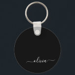 Black White Modern Minimalist Elegant Monogram Keychain<br><div class="desc">Introducing our Black and White Minimalist Modern Monogram Collection: Embrace simplicity and sophistication with our minimalist designs, curated to elevate your style effortlessly. Crafted with a keen eye for modern aesthetics, this collection features sleek black and white designs accentuated by personalized monograms. From chic stationery to versatile accessories, our collection...</div>