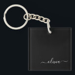 Black White Modern Minimalist Elegant Monogram Keychain<br><div class="desc">Introducing our Black and White Minimalist Modern Monogram Collection: Embrace simplicity and sophistication with our minimalist designs, curated to elevate your style effortlessly. Crafted with a keen eye for modern aesthetics, this collection features sleek black and white designs accentuated by personalized monograms. From chic stationery to versatile accessories, our collection...</div>