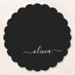 Black White Modern Minimalist Elegant Monogram Paper Coaster<br><div class="desc">Introducing our Black and White Minimalist Modern Monogram Collection: Embrace simplicity and sophistication with our minimalist designs, curated to elevate your style effortlessly. Crafted with a keen eye for modern aesthetics, this collection features sleek black and white designs accentuated by personalized monograms. From chic stationery to versatile accessories, our collection...</div>